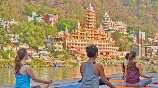 Yoga practice in Rishikesh India